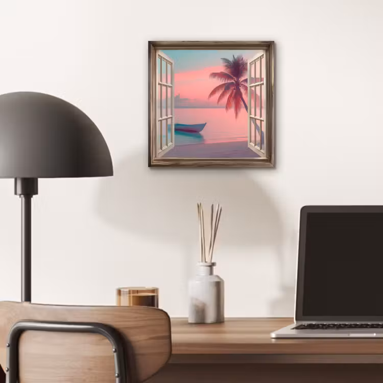 Doorkijk - Strand - Palmboom - Tropisch aluminium wit klein -sfeer5