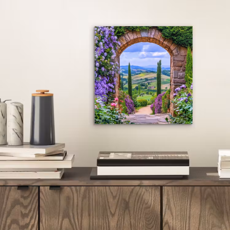 Doorkijk - Toscane - Landschap - Poort aluminium wit klein -sfeer1
