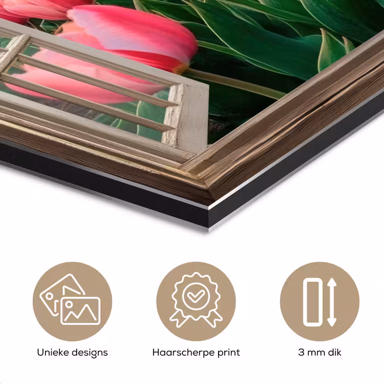 Doorkijk - Tulpen - Bloemen - Molen - Raam aluminium wit klein -closeup_NL