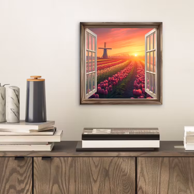 Doorkijk - Tulpen - Zonsondergang - Bloemen - Kleurrijk aluminium wit klein -sfeer1