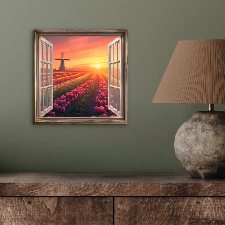 Doorkijk - Tulpen - Zonsondergang - Bloemen - Kleurrijk aluminium wit klein -sfeer2
