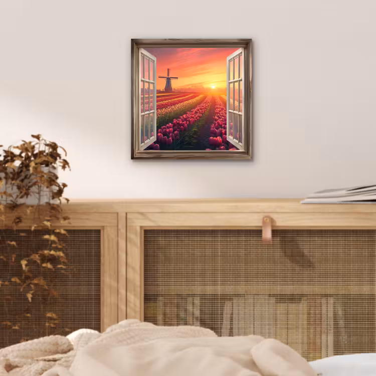 Doorkijk - Tulpen - Zonsondergang - Bloemen - Kleurrijk aluminium wit klein -sfeer3