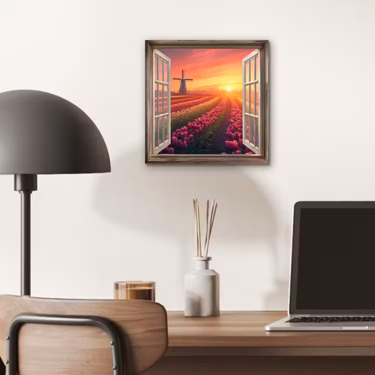 Doorkijk - Tulpen - Zonsondergang - Bloemen - Kleurrijk aluminium wit klein -sfeer5