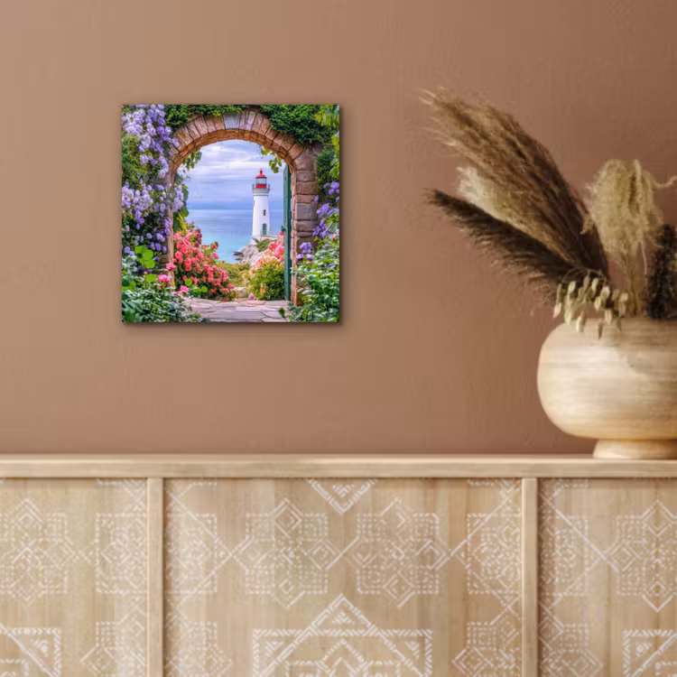 Doorkijk - Vuurtoren - Bloemen - Uitzicht aluminium wit klein -sfeer4