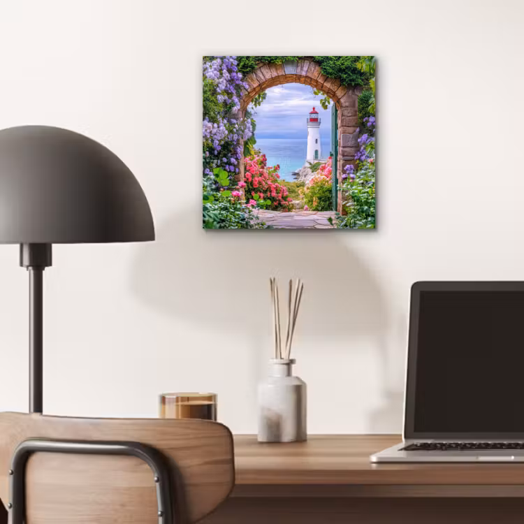 Doorkijk - Vuurtoren - Bloemen - Uitzicht aluminium wit klein -sfeer5