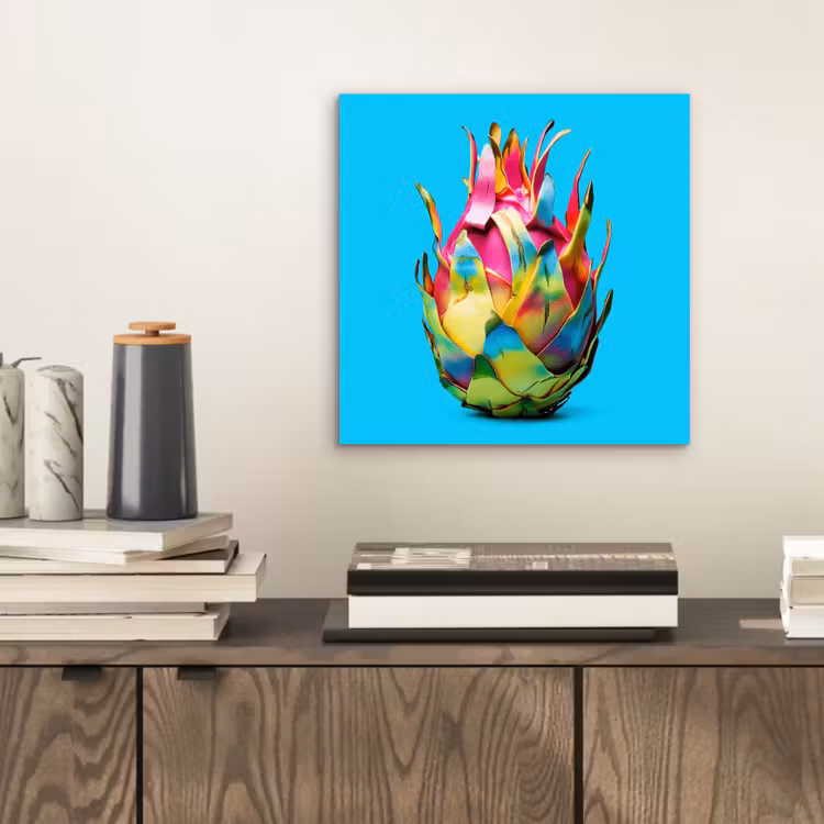 Drakenfruit - Blauw - Levendig aluminium wit klein -sfeer1