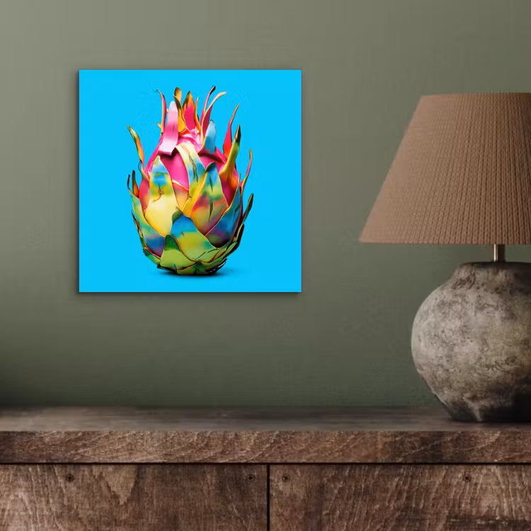 Drakenfruit - Blauw - Levendig aluminium wit klein -sfeer2