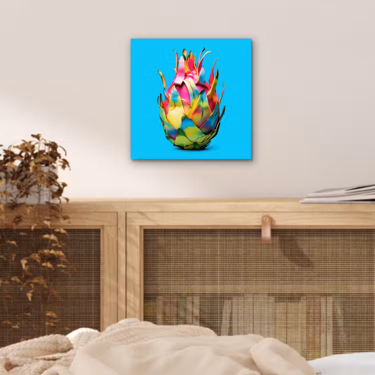 Drakenfruit - Blauw - Levendig aluminium wit klein -sfeer3