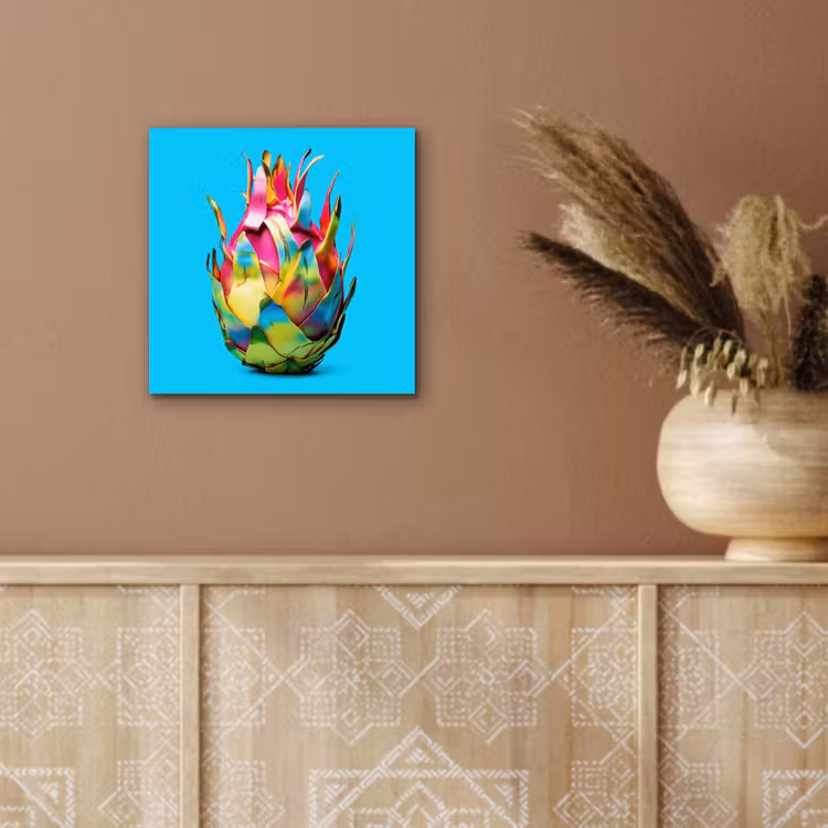 Drakenfruit - Blauw - Levendig aluminium wit klein -sfeer4