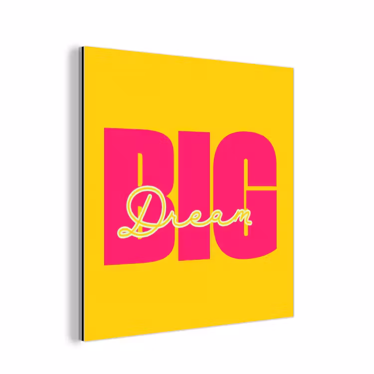 Dream big - Geel - Roze aluminium wit klein -3d