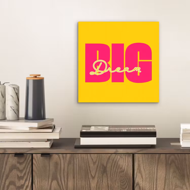 Dream big - Geel - Roze aluminium wit klein -sfeer1