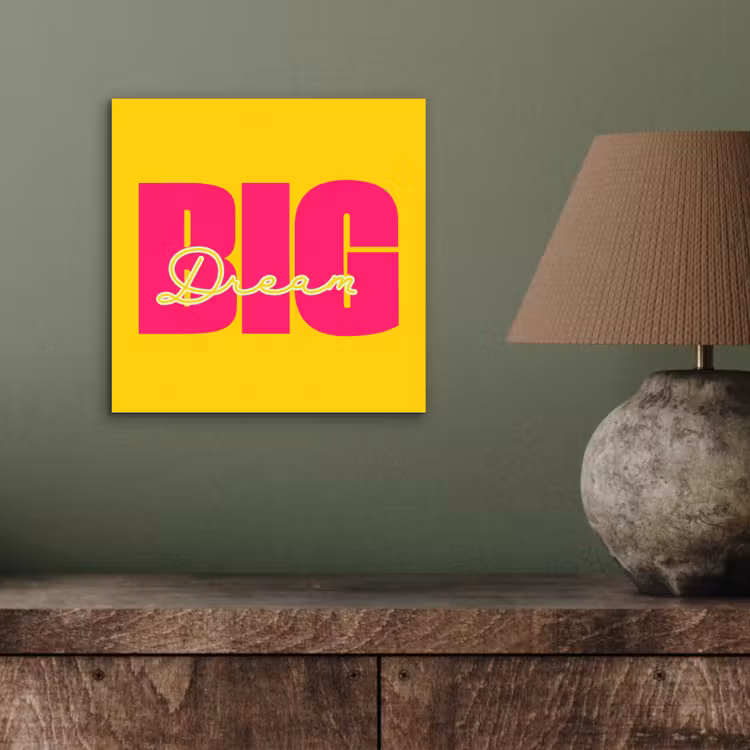 Dream big - Geel - Roze aluminium wit klein -sfeer2