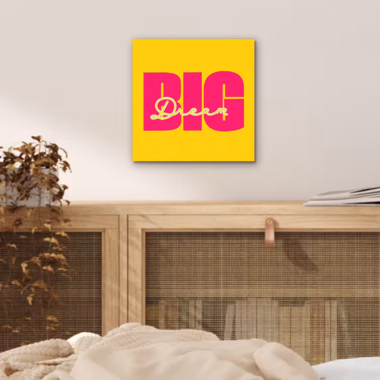 Dream big - Geel - Roze aluminium wit klein -sfeer3