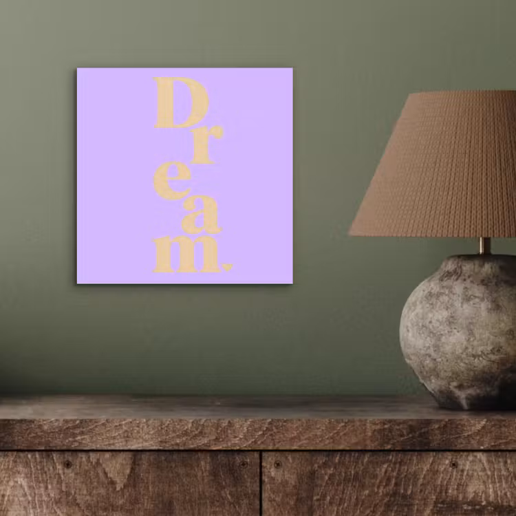 Dream - Paars - Typografisch aluminium wit klein -sfeer2
