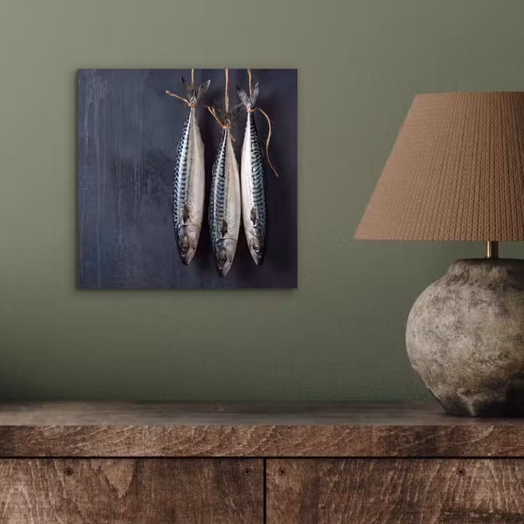 Aluminium schilderij - Drie vissen - Touw - Drie vissen - Touw aluminium wit klein