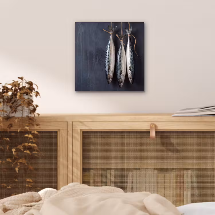 Aluminium schilderij - Drie vissen - Touw - Drie vissen - Touw aluminium wit klein