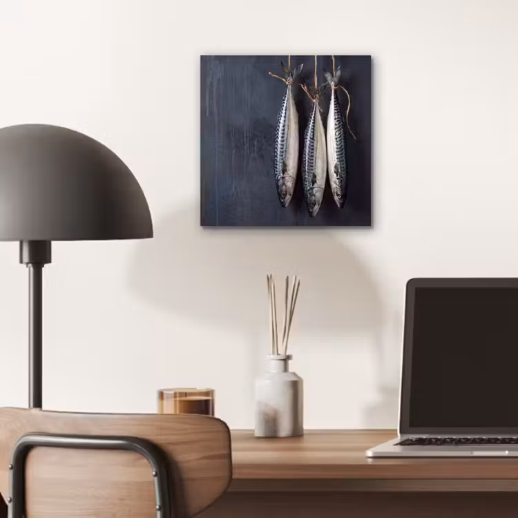 Aluminium schilderij - Drie vissen - Touw - Drie vissen - Touw aluminium wit klein