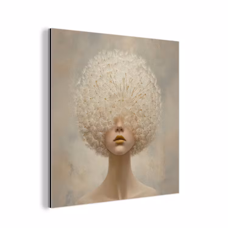 Dromerig - Beige - Paardenbloemzaadjes aluminium wit klein -3d