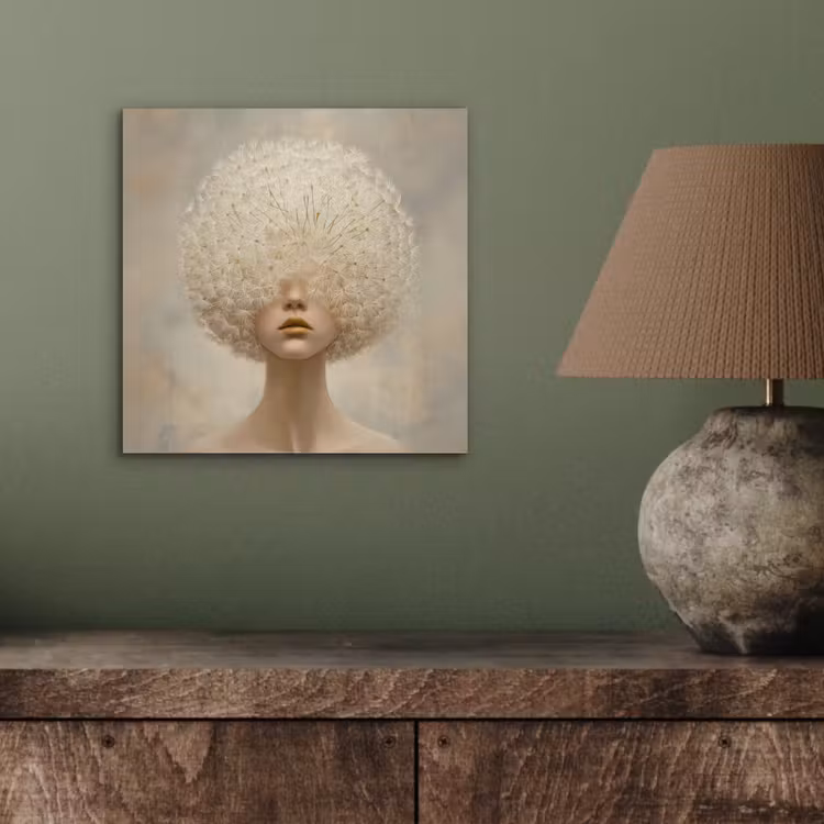 Dromerig - Beige - Paardenbloemzaadjes aluminium wit klein -sfeer2