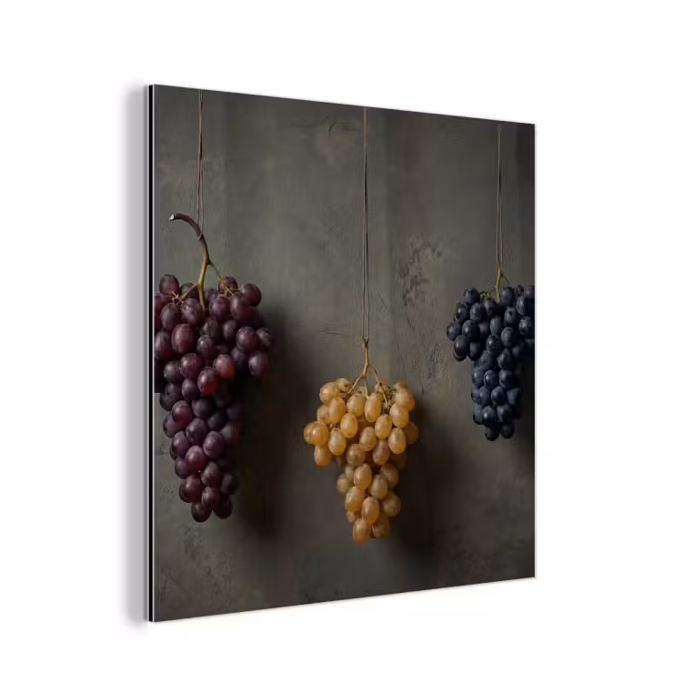 Druiven - Kleurrijk - Muur aluminium wit klein -3d
