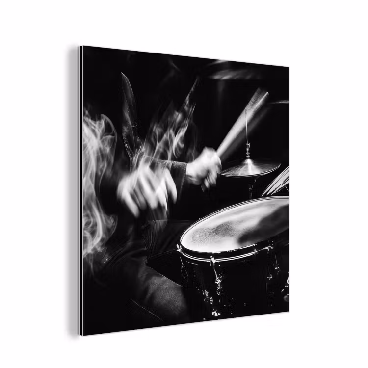 Drummer - Zwart - Drumstel aluminium wit klein -3d