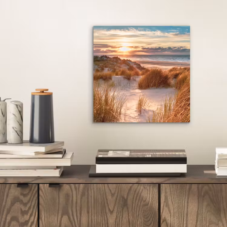 Duin - Planten - Zonsondergang - Strand - Zee aluminium wit klein -sfeer1