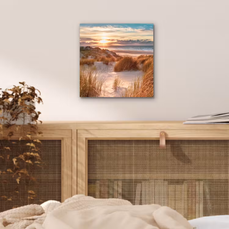 Duin - Planten - Zonsondergang - Strand - Zee aluminium wit klein -sfeer3