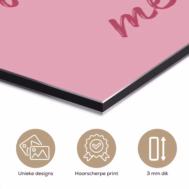 Eat me out don't stress me out - Roze - Handgeschreven aluminium wit klein -closeup_NL