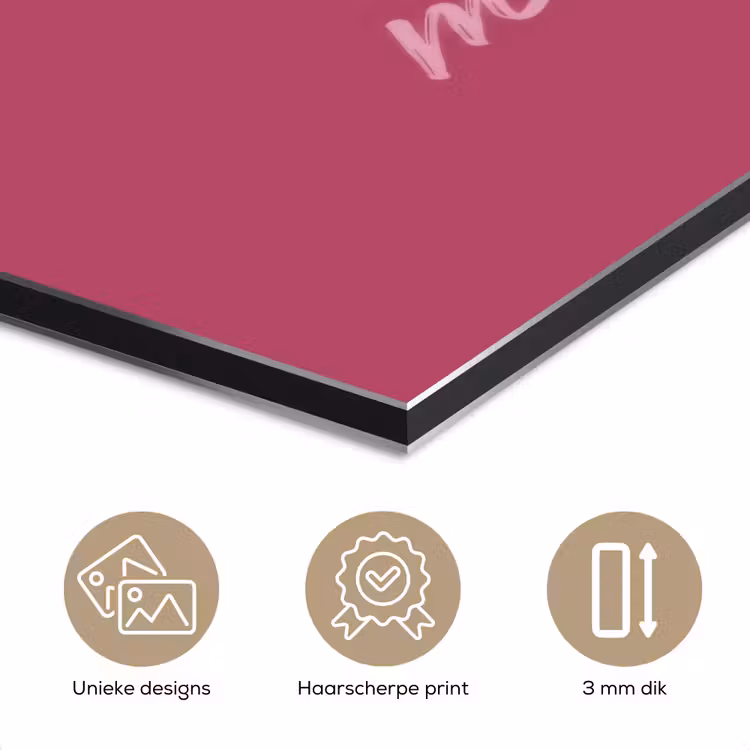 eat me out don't stress me out - Roze - Minimalistisch aluminium wit klein -closeup_NL