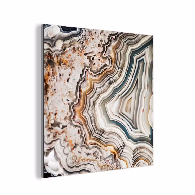 Edelsteen - Marmer - Natuur - Abstract aluminium wit klein -3d