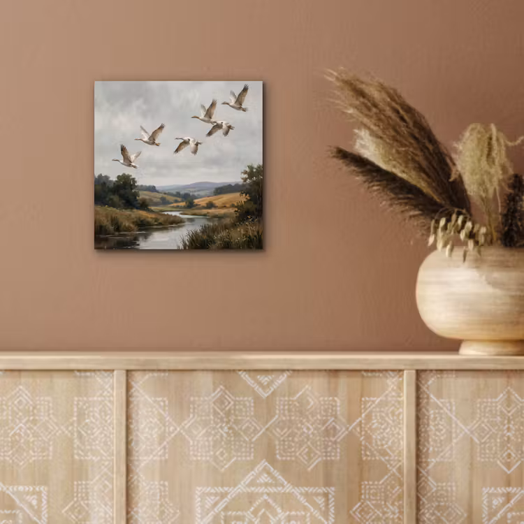 Eenden - Rivier - Landschap - Vlucht - Nostalgisch aluminium wit klein -sfeer4