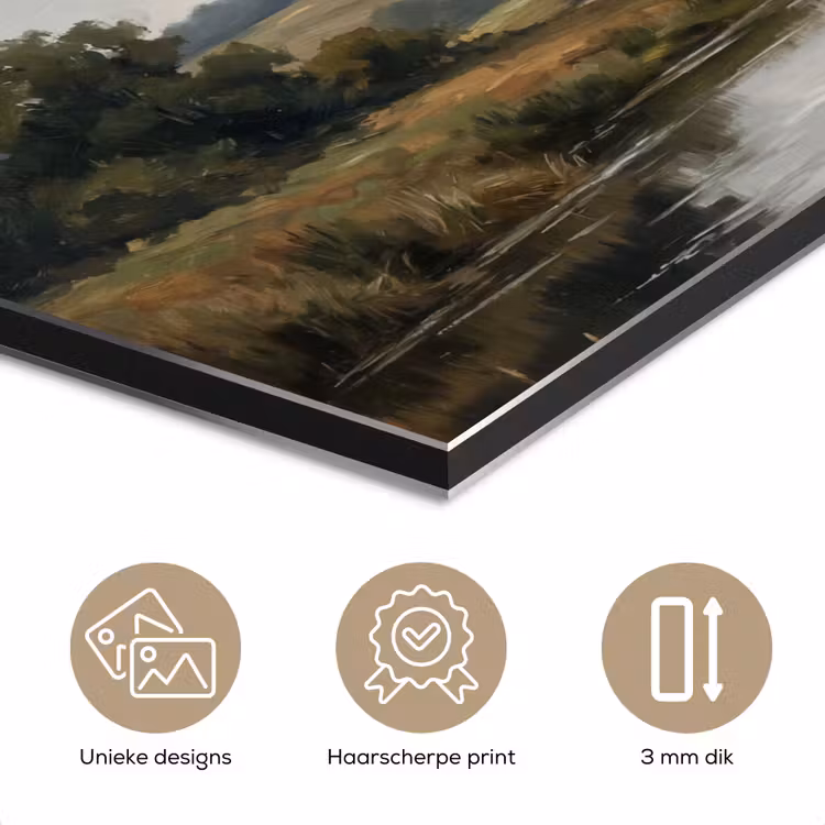 Eenden - Rivier - Landschap - Vlucht - Nostalgisch aluminium wit klein -closeup_NL