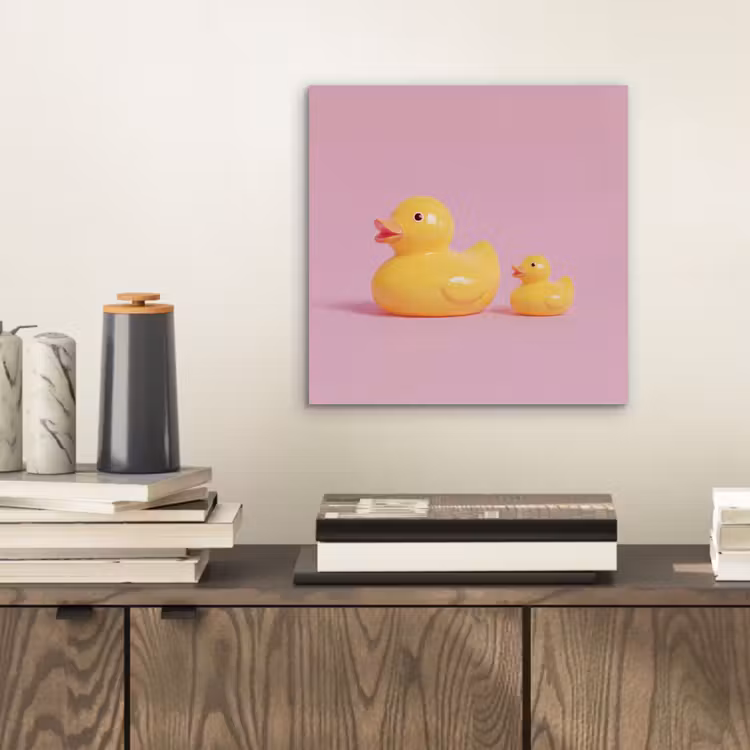 Eendjes - Vrolijk - Roze aluminium wit klein -sfeer1