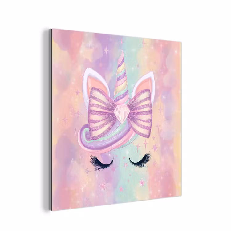 Eenhoorn - Glitters - Regenboog - Pastel aluminium wit klein -3d