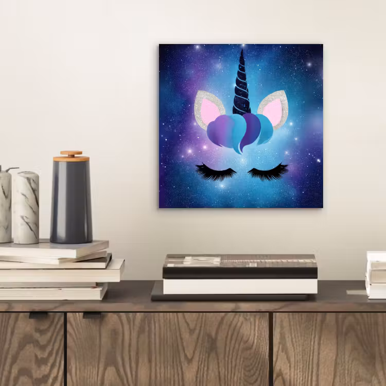 Eenhoorn - Sterren - Magisch - Blauw aluminium wit klein -sfeer1