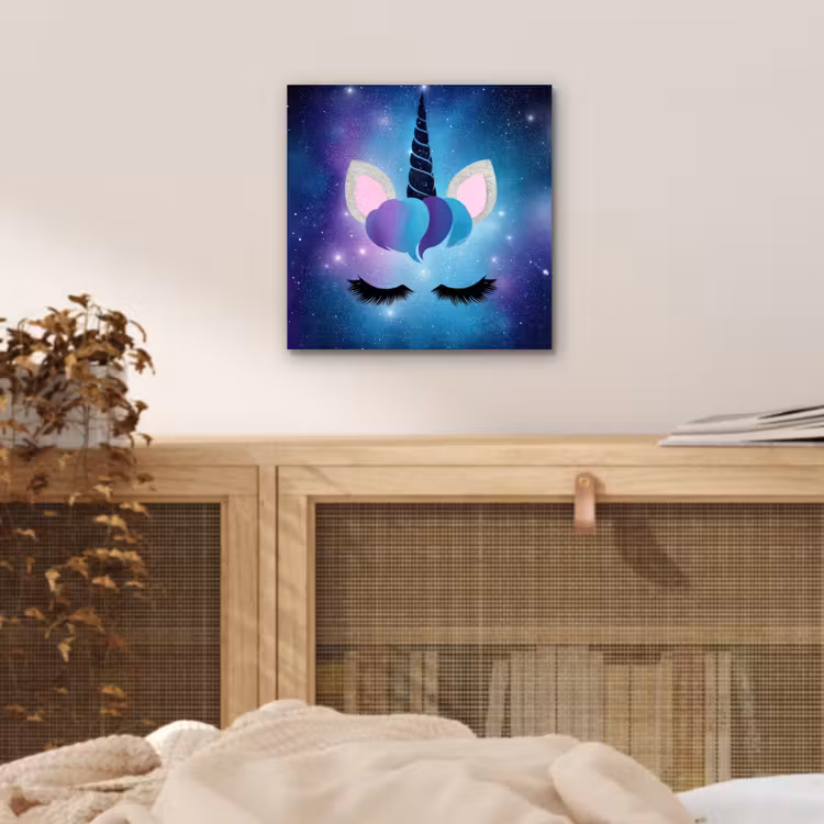 Eenhoorn - Sterren - Magisch - Blauw aluminium wit klein -sfeer3