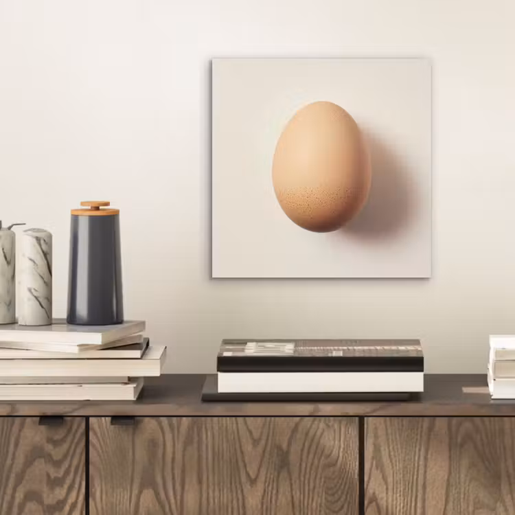 Ei - Beige - Ovaal - Egaal aluminium wit klein -sfeer1