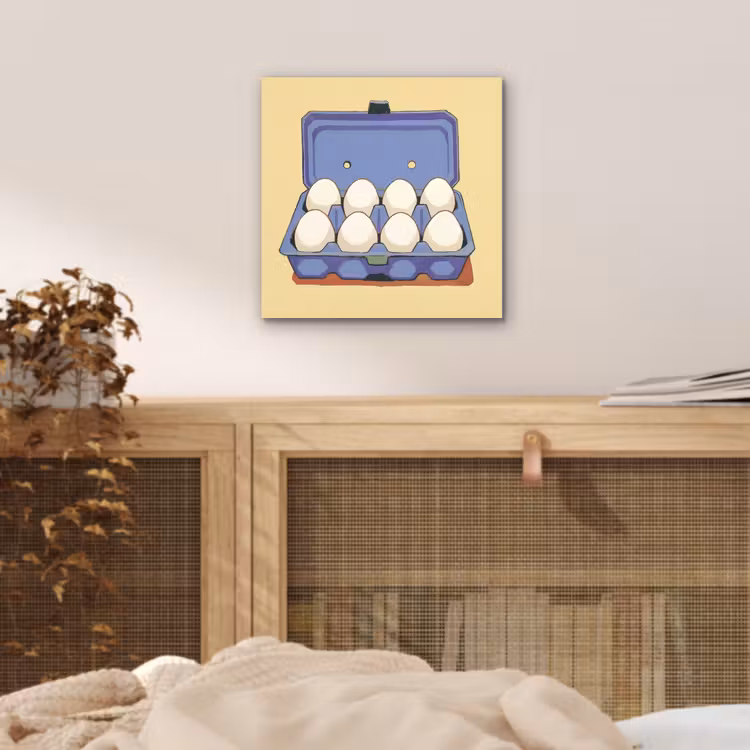 Eieren - Doos - Minimalistisch - Blauw aluminium wit klein -sfeer3