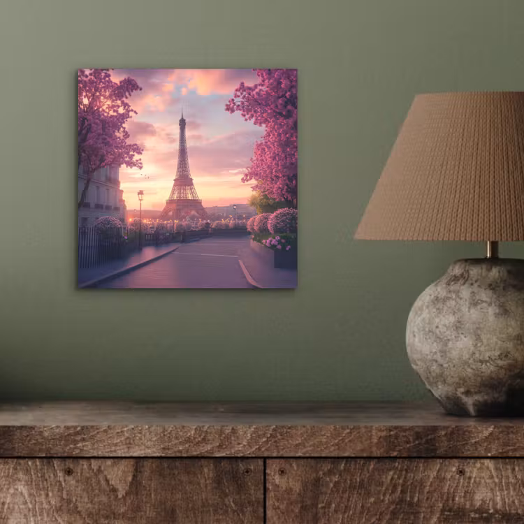 Eiffeltoren - Parijs - Roze aluminium wit klein -sfeer2