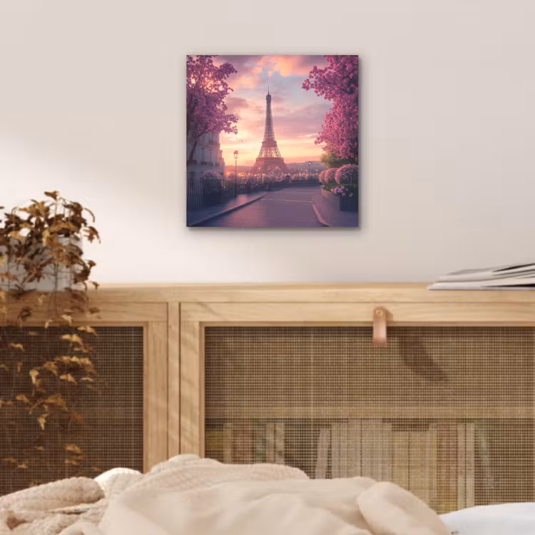 Eiffeltoren - Parijs - Roze aluminium wit klein -sfeer3