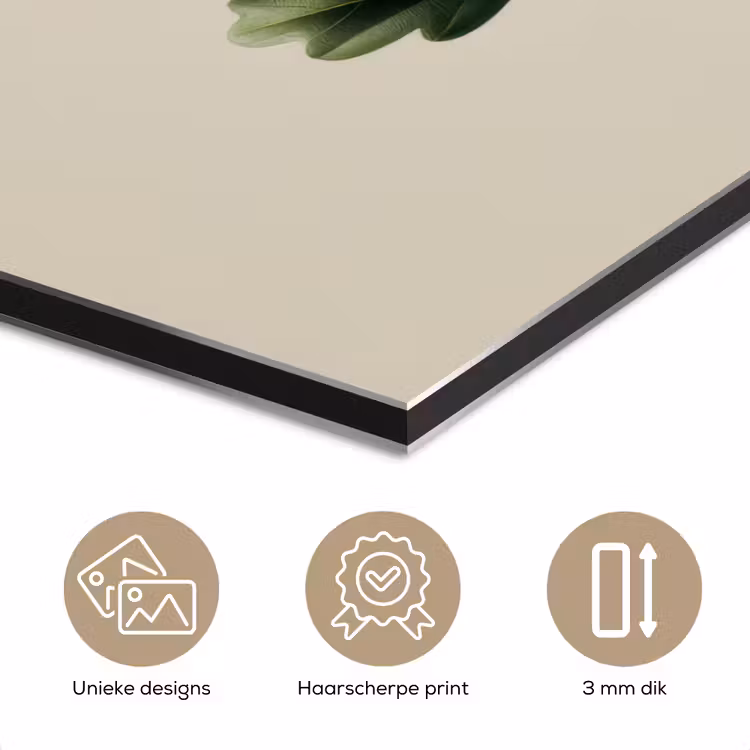 Eikenbladeren - Beige - Groen - Golvende randen aluminium wit klein -closeup_NL