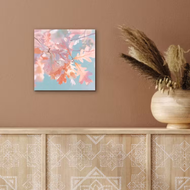 Eikenbladeren - Takken - Roze aluminium wit klein -sfeer4