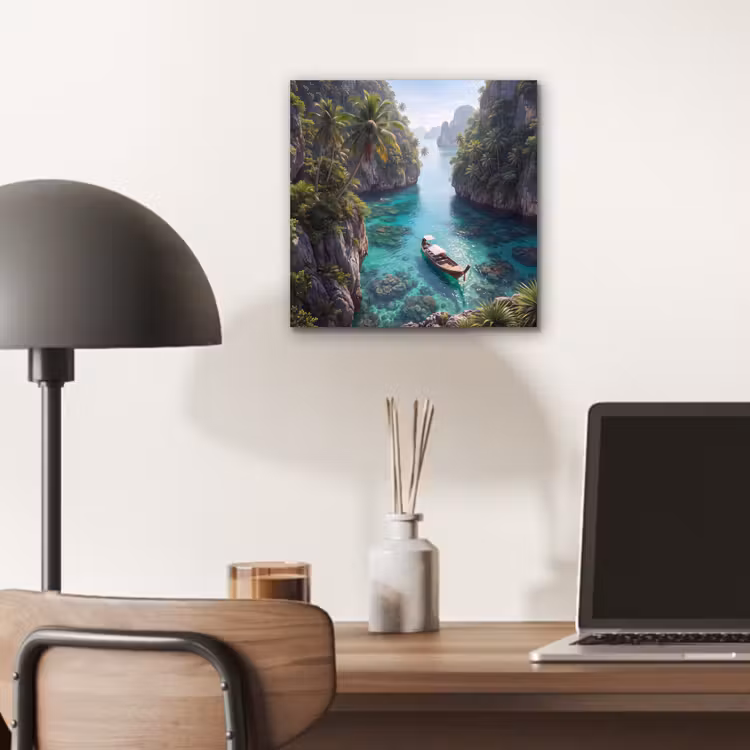 Eiland - Tropisch - Water - Palmbomen - Natuur aluminium wit klein -sfeer5