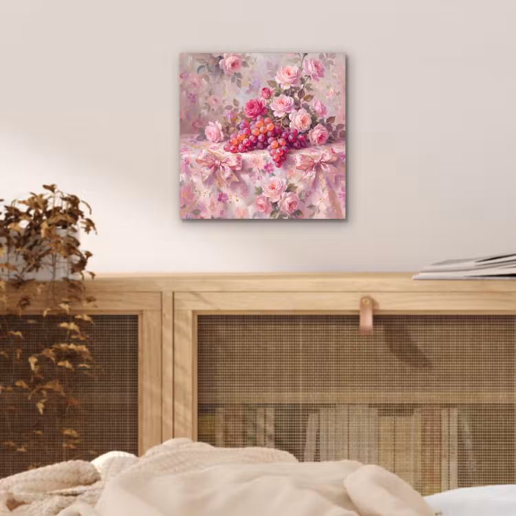 Eten - Bloemen - Stilleven - Roze - Goud aluminium wit klein -sfeer3