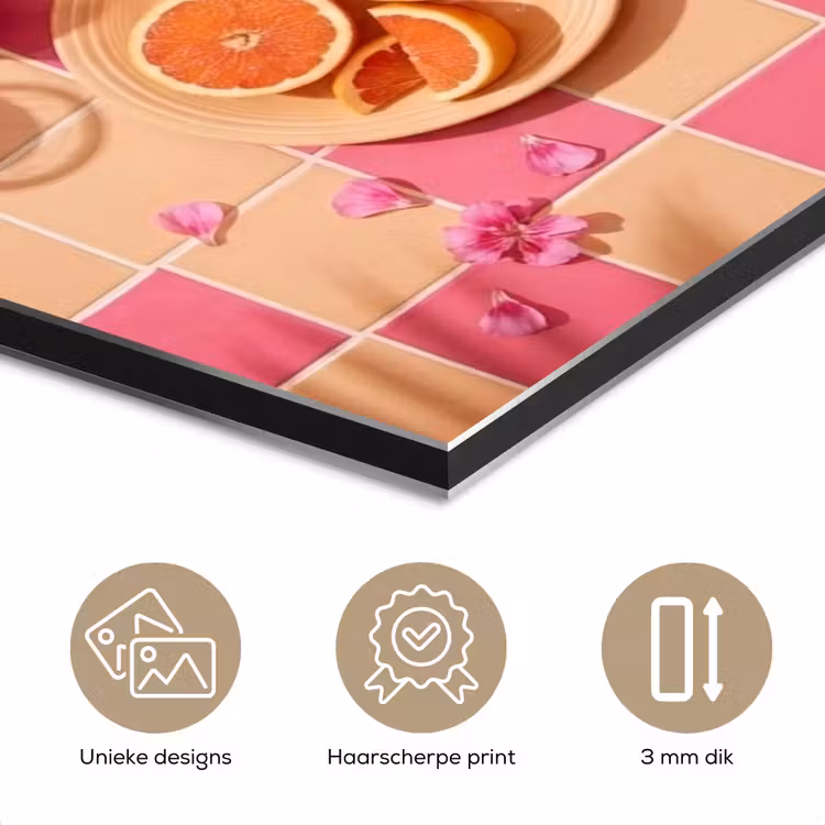 Eten - Citrusvruchten - Stillevens - Roze - Oranje aluminium wit klein -closeup_NL
