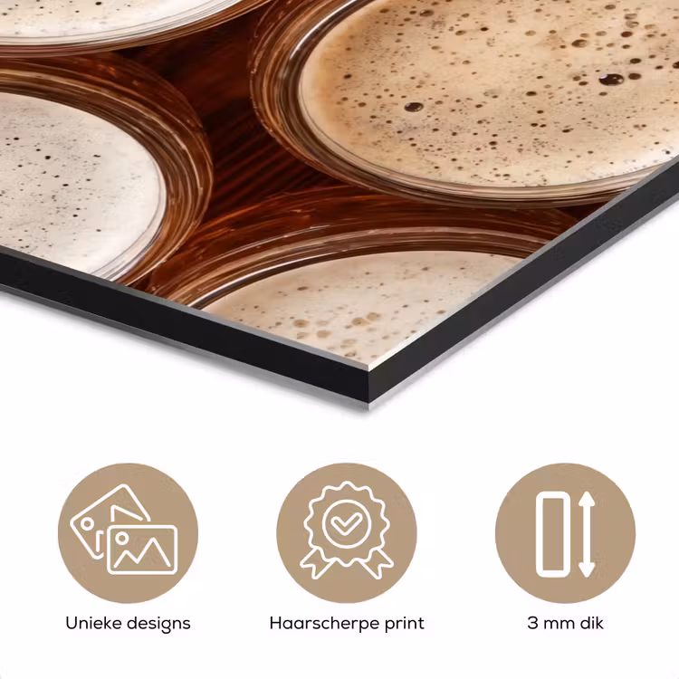 Eten - Glazen - Drank - Patroon - Bruin aluminium wit klein -closeup_NL