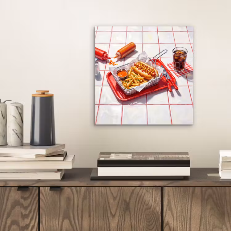 Eten - Hotdog - Fastfood - Modern - Rood aluminium wit klein -sfeer1