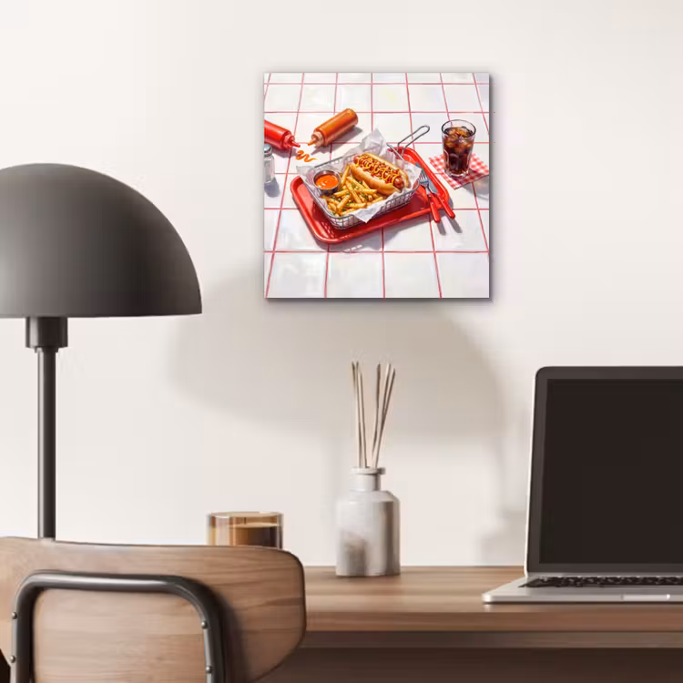 Eten - Hotdog - Fastfood - Modern - Rood aluminium wit klein -sfeer5