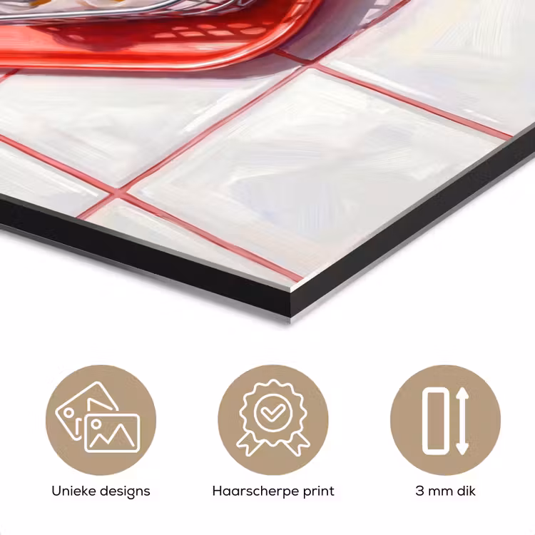 Eten - Hotdog - Fastfood - Modern - Rood aluminium wit klein -closeup_NL