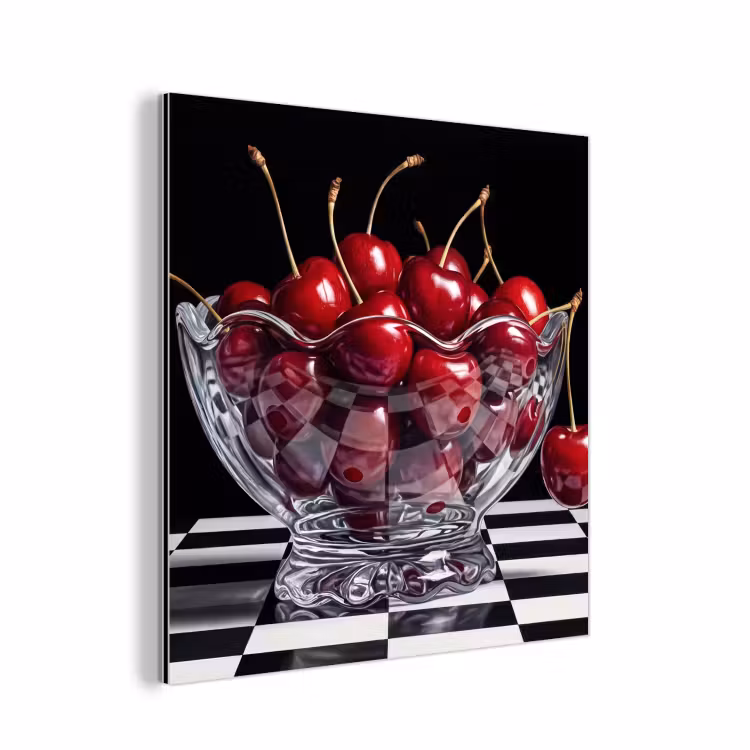 Aluminium schilderij - Eten - Kersen - Rood - Eten - Kersen - Rood aluminium wit klein